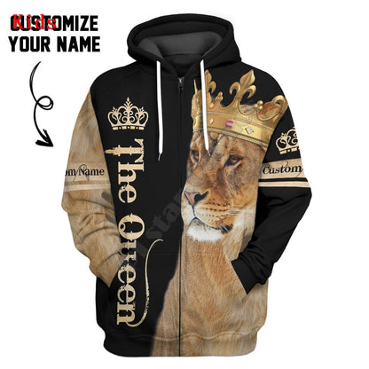 Lion Queen Customize Your Name 3D Printed hoodies child baby boy girl clothing