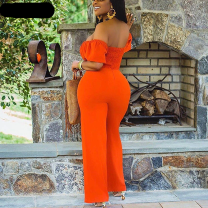 Off Shoulder Cut Out Jumpsuit Wide Leg