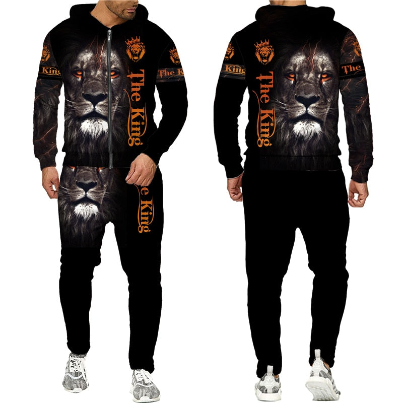 The Lion King 3d Print Men Zipper Hoodie