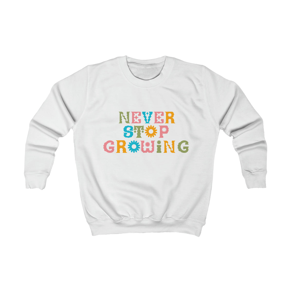 Never Stop Growing Kids Sweatshirt by Azah Shopping