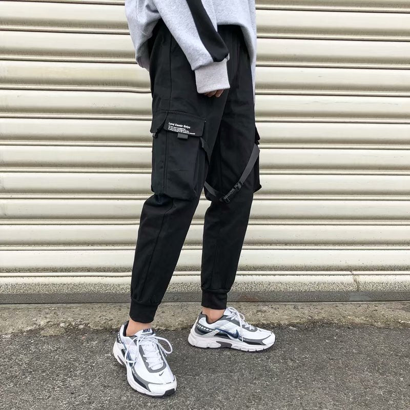 Ribbons Harem Joggers Men Cargo Pants Streetwear 2022 Hip Hop Casual Pockets Track Pants Male Harajuku Fashion Trousers