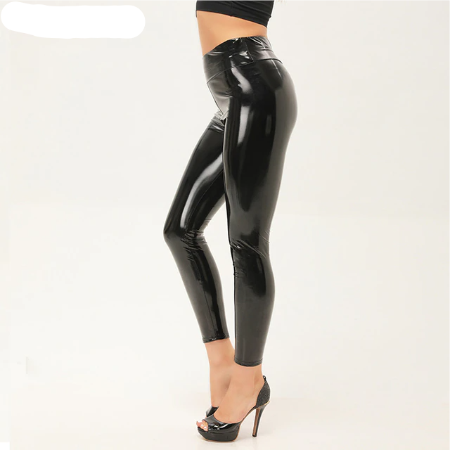 Mirror Leather Shiny Stretch Tighten Pu Leather Pants - Azahshopping