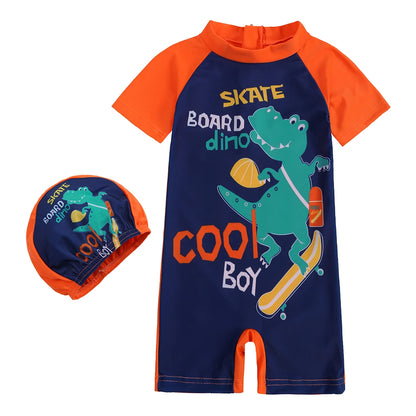 Kids Swimwear Suit Clothes 2Pcs Cap+Bodysuit Toddler