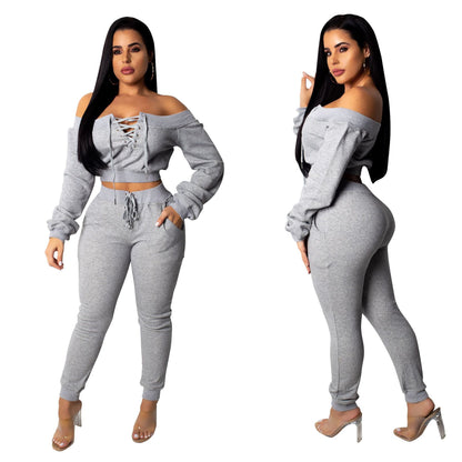 Tracksuit For Women Two Piece Set Long Sleeve Hoody Pants 2 Piece Set For Female