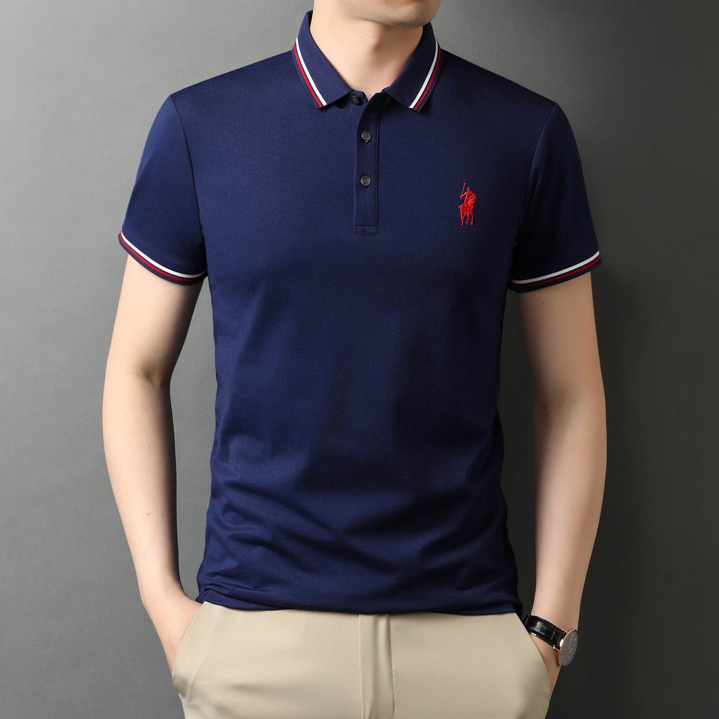 Mens Polo Shirts With Short Sleeve Turn Down Collar