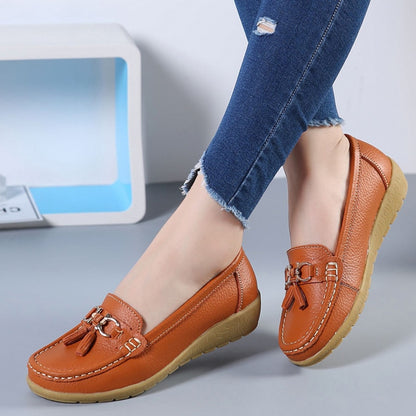 Women Flats Ballet Shoes Cut Out Leather Breathable Moccasins Women Boat Shoes Ballerina Ladies Casual Shoes