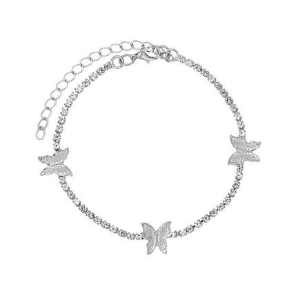 Trendy Shining Cute Butterfly Crystal Tennis Anklet for Women