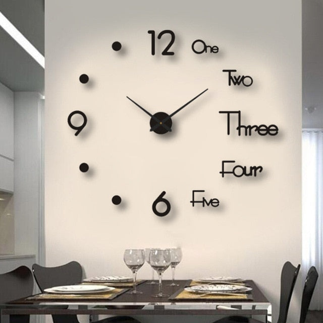 Wall Decorative Sticker Watches 60-130cm Frameless For Home Office Living Room - Wall Clocks