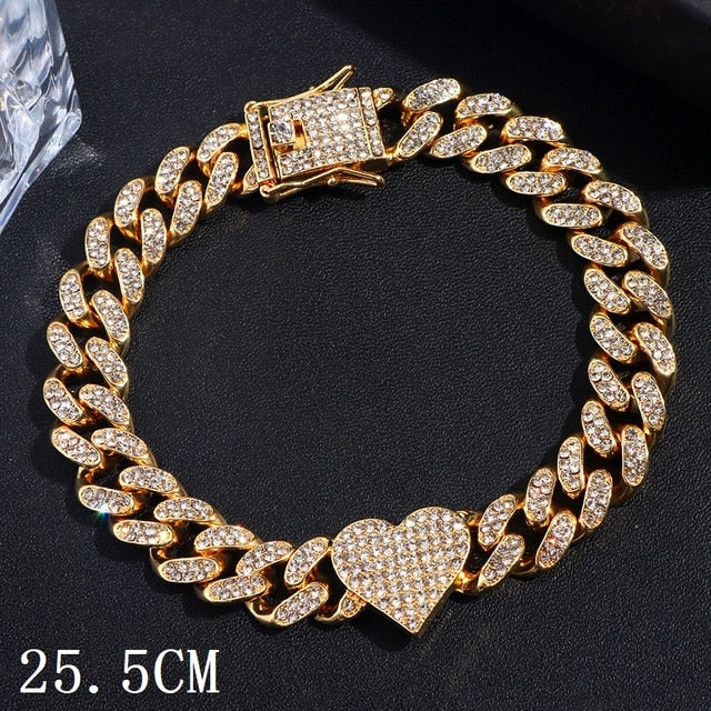 Hip Hop Iced Out Chunky Cuban Chain Anklets For Women