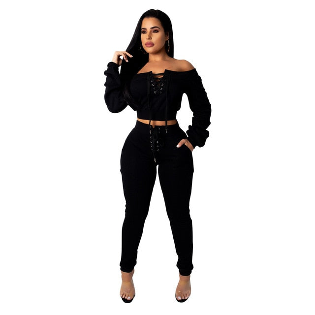 Tracksuit For Women Two Piece Set Long Sleeve Hoody Pants 2 Piece Set For Female