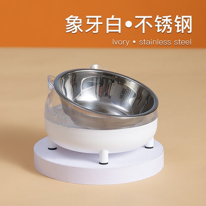 Stainless Steel Cat Bowl Non Slip Base Cat Food Drinking Water Feeder