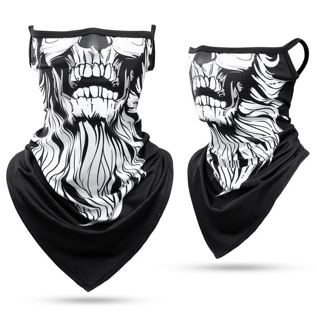 Skull Bandana Hanging Ear Triangle Face Mask Cycling