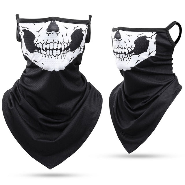 Skull Bandana Hanging Ear Triangle Face Mask Cycling