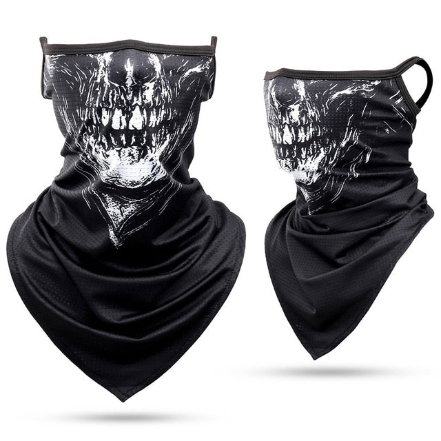 Skull Bandana Hanging Ear Triangle Face Mask Cycling