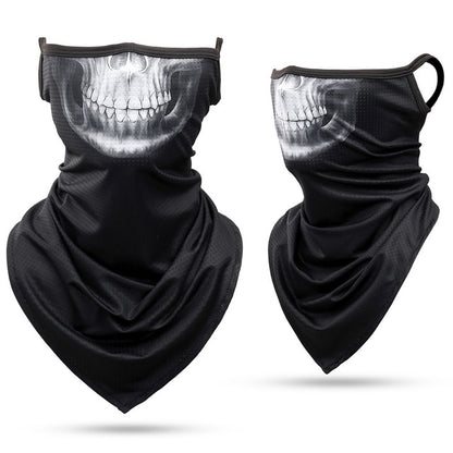 Skull Bandana Hanging Ear Triangle Face Mask Cycling