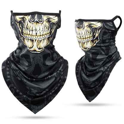 Skull Bandana Hanging Ear Triangle Face Mask Cycling