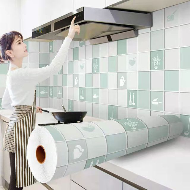 Kitchen Stove Oil proof Sticker Waterproof High Temperature Resistant Wallpapers