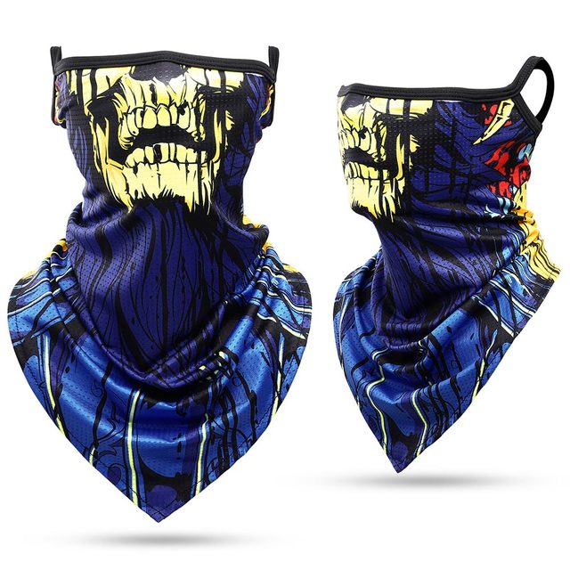 Skull Bandana Hanging Ear Triangle Face Mask Cycling