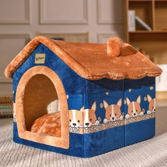 Foldable Dog House Kennel Bed Mat For Medium Dogs