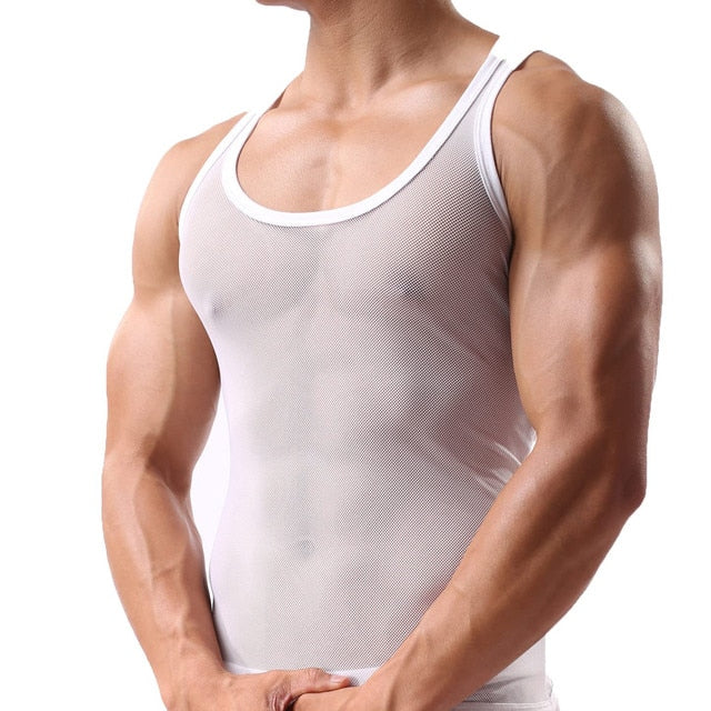 Transparent Undershirt See-through Sleeveless Shirt Singlet