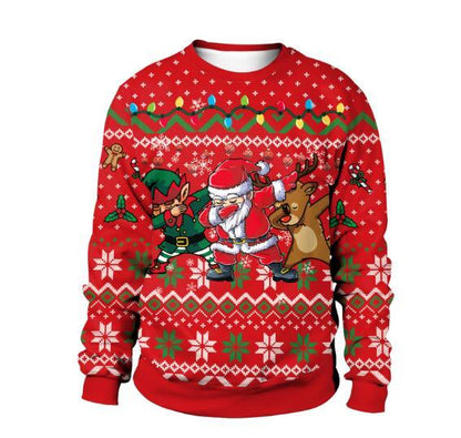 Unisex Men Women 2022 Ugly Christmas Sweater For Holidays Santa Elf Christmas Funny Fake Hair Sweater Autumn Winter Blouses - Pullovers