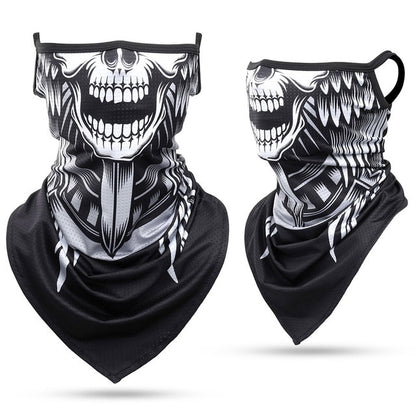 Skull Bandana Hanging Ear Triangle Face Mask Cycling