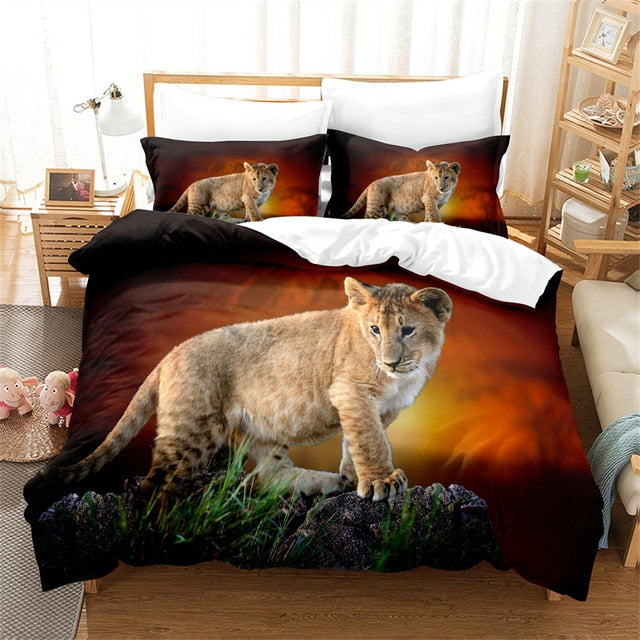 Lion, Tiger, Leopard Bedding Set Boy Duvet Cover Set 3d Bed Linen Fashion Print Comforter Cover - Duvet Cover Set