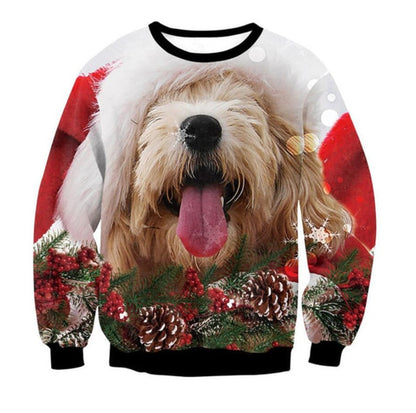 Unisex Men Women 2022 Ugly Christmas Sweater For Holidays Santa Elf Christmas Funny Fake Hair Sweater Autumn Winter Blouses - Pullovers