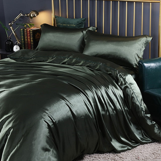 Mulberry Silk Luxury Bedding Set With Fitted Sheet High-end 100% Silk Satin Bedding Sets