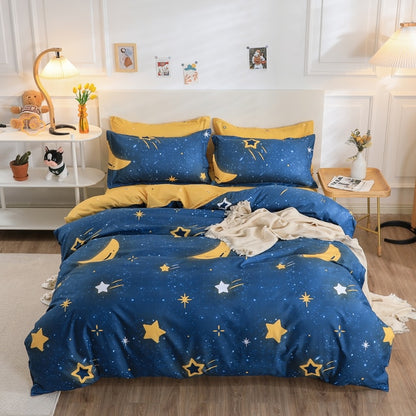 Solstice Home Textile Cyan Cute Cat Kitty Duvet Cover and Pillow Case Bed Sheet