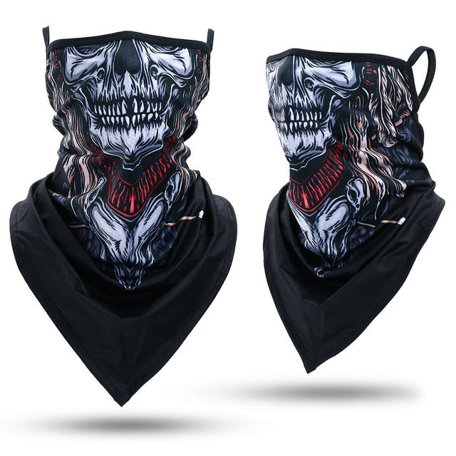 Skull Bandana Hanging Ear Triangle Face Mask Cycling