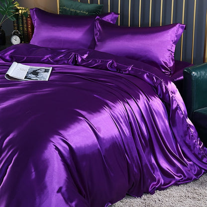 Mulberry Silk Luxury Bedding Set With Fitted Sheet High-end 100% Silk Satin Bedding Sets