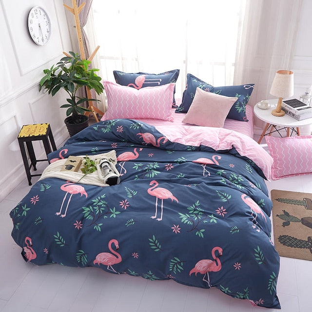 Solstice Home Textile Cyan Cute Cat Kitty Duvet Cover and Pillow Case Bed Sheet