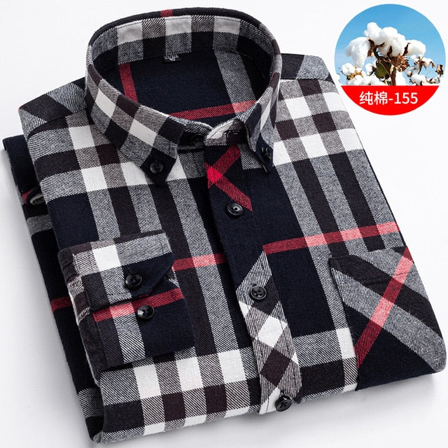 Winter Flannel Plaid Warm Long Sleeve Shirt