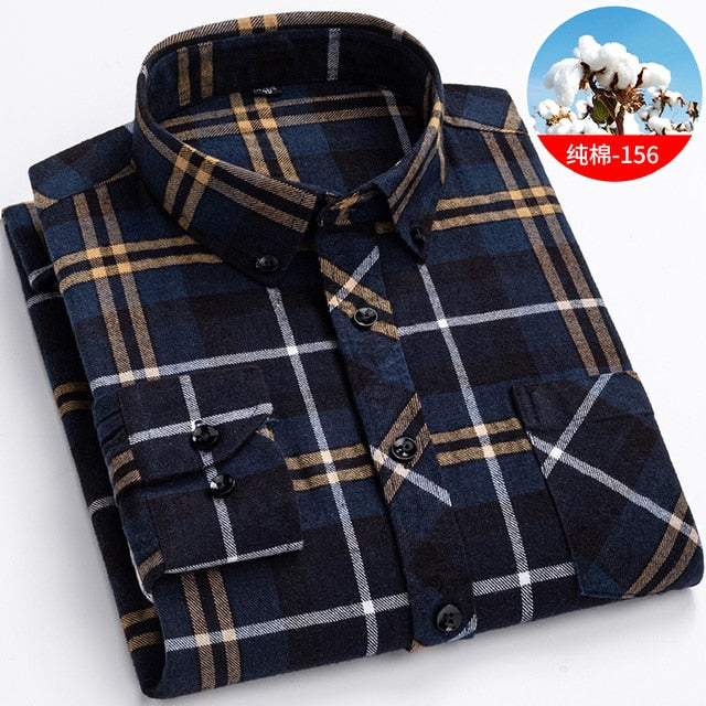 Winter Flannel Plaid Warm Long Sleeve Shirt