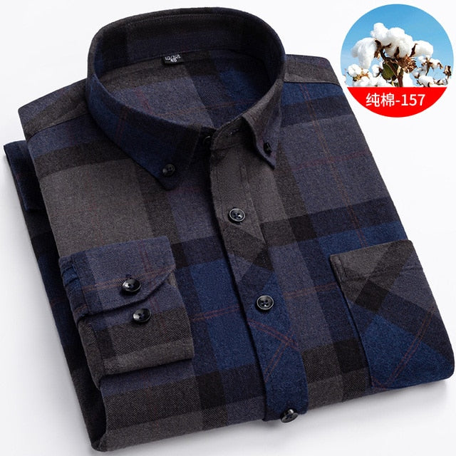 Winter Flannel Plaid Warm Long Sleeve Shirt