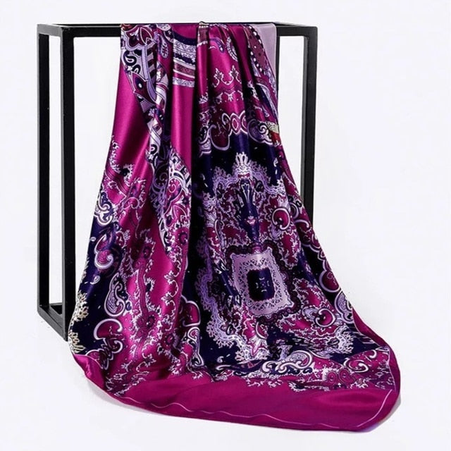 Fashion Scarves For Women Shawl Print Silk Satin