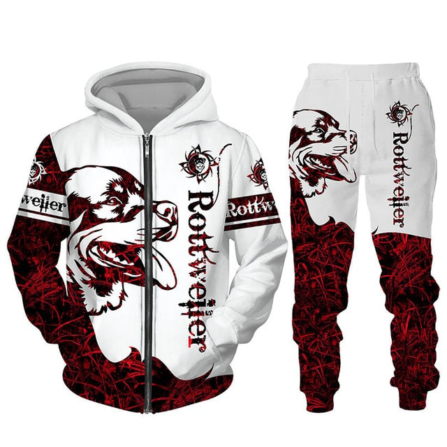 Rottweiler Dog 3d Printed Hoodie Suit Male Autumn Winter Casual Sweashirts Sweatpants Men Tracksuit Set