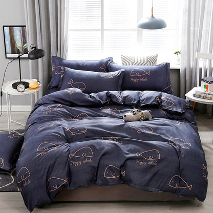 Solstice Home Textile Cyan Cute Cat Kitty Duvet Cover and Pillow Case Bed Sheet