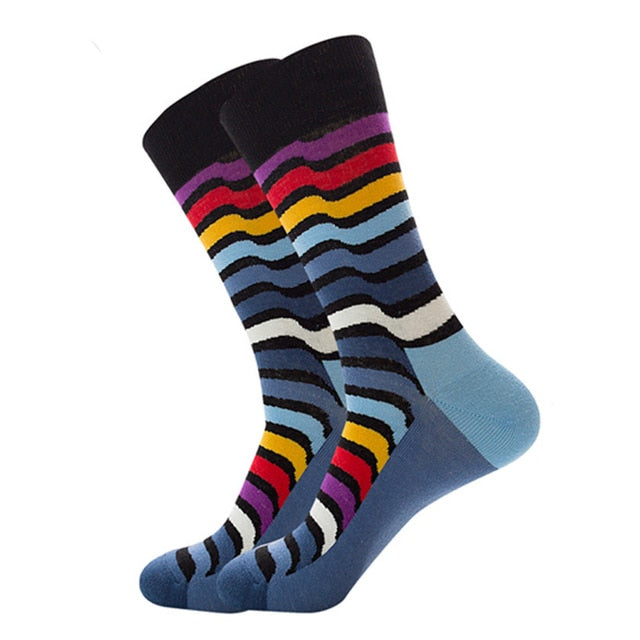 Mens Happy Colorful Striped Socks