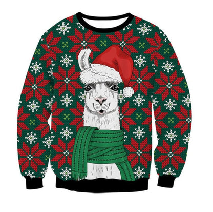 Unisex Men Women 2022 Ugly Christmas Sweater For Holidays Santa Elf Christmas Funny Fake Hair Sweater Autumn Winter Blouses - Pullovers