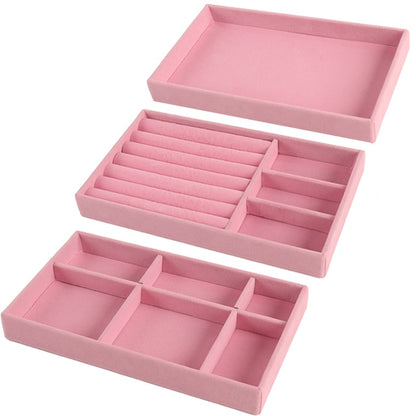 Portable Velvet Jewelry Ring Jewelry Display Organizer Box Tray Holde