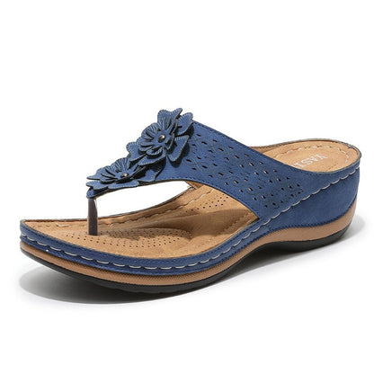 Summer Retro Flowers Flat Sandal For Women