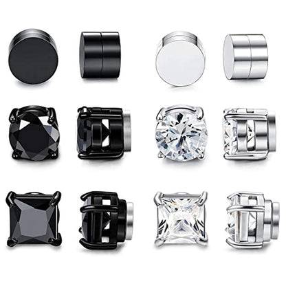 Magnetic Stud Earrings Men and Women Black Clip Earring Set