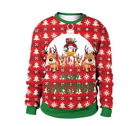 Unisex Men Women 2022 Ugly Christmas Sweater For Holidays Santa Elf Christmas Funny Fake Hair Sweater Autumn Winter Blouses - Pullovers