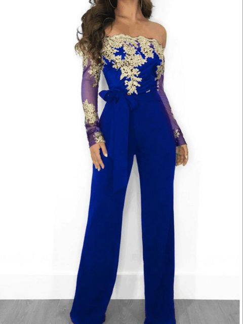 Wide Leg with V-neck Lace Elegant Jumpsuit