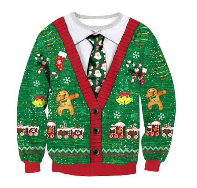 Unisex Men Women 2022 Ugly Christmas Sweater For Holidays Santa Elf Christmas Funny Fake Hair Sweater Autumn Winter Blouses - Pullovers