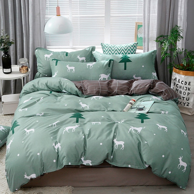 Solstice Home Textile Cyan Cute Cat Kitty Duvet Cover and Pillow Case Bed Sheet