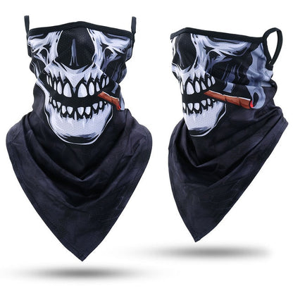 Skull Bandana Hanging Ear Triangle Face Mask Cycling