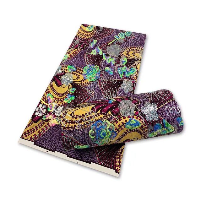 Sequins Embroidery Nigerian African Fabric - Azahshopping